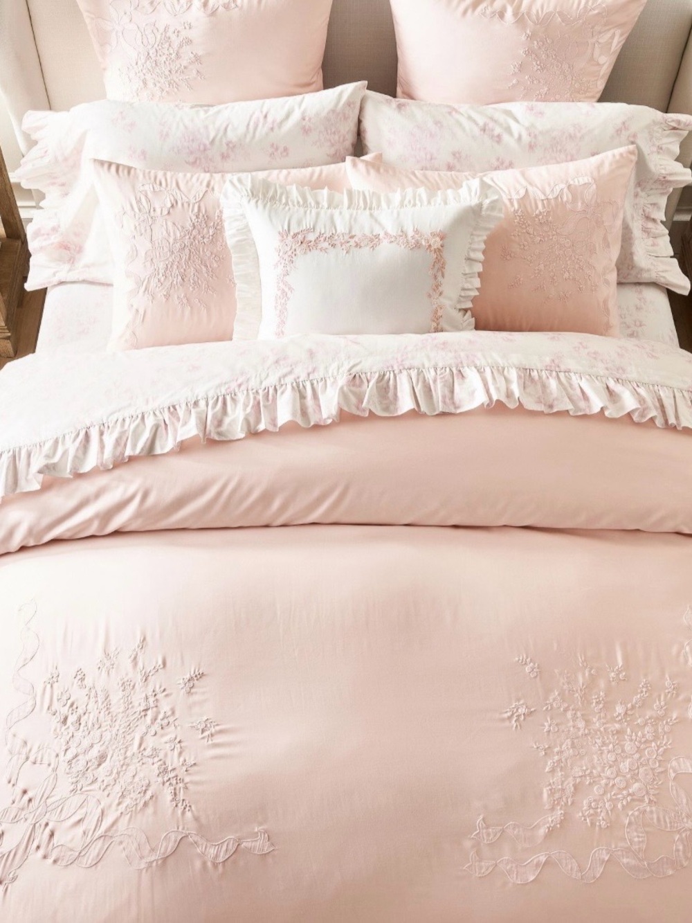 NWT LoveShackFancy Rococo Bow Duvet Cover Full/Queen Pottery Barn